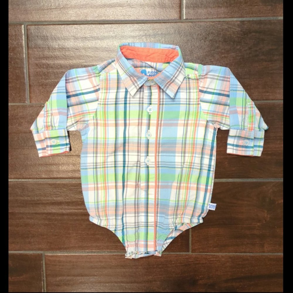 6/12 M Rugged Butts Long Sleeve button down bodysuit